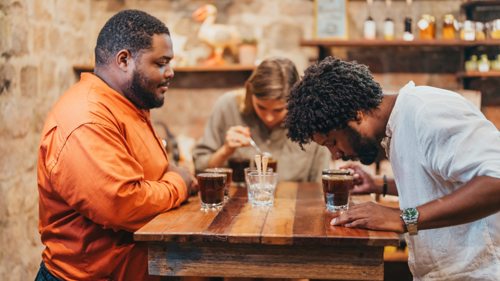 Coffee tasting during the coffee tour experience, highlighting local flavours and aromas